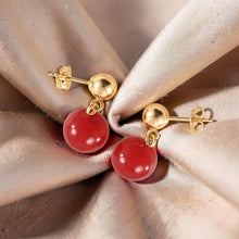 Load image into Gallery viewer, Well Match Dangle Stud Earrings 8-8.5mm Red Carnelian 14kt Solid Yellow Gold