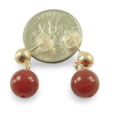 Load image into Gallery viewer, Well Match Dangle Stud Earrings 8-8.5mm Red Carnelian 14kt Solid Yellow Gold