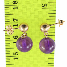 Load image into Gallery viewer, A Well Match Dangle Stud Earrings 8mm Purple Amethyst 14k Yellow Solid Gold