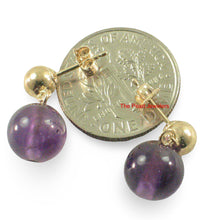 Load image into Gallery viewer, A Well Match Dangle Stud Earrings 8mm Purple Amethyst 14k Yellow Solid Gold