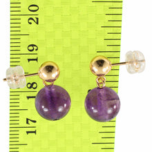 Load image into Gallery viewer, A Well Match Dangle Stud Earrings 8mm Purple Amethyst 14k Yellow Solid Gold