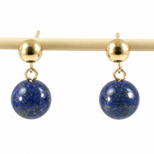 Load image into Gallery viewer, A Well Match Dangle Stud Earrings Blue Lapis Lazuli 14k Yellow Solid Gold