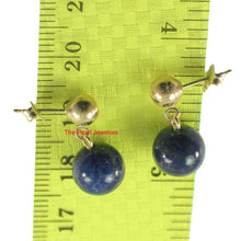 Load image into Gallery viewer, A Well Match Dangle Stud Earrings Blue Lapis Lazuli 14k Yellow Solid Gold