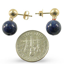 Load image into Gallery viewer, A Well Match Dangle Stud Earrings Blue Lapis Lazuli 14k Yellow Solid Gold