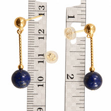 Load image into Gallery viewer, Lapis 14k Yellow Gold 4mm Ball Twist Tube Dangle Earrings