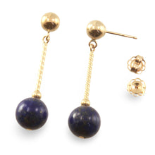 Load image into Gallery viewer, Lapis 14k Yellow Gold 4mm Ball Twist Tube Dangle Earrings