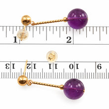 Load image into Gallery viewer, 14k Yellow Gold 5mm Ball Twist Tube Amethyst Earrings