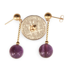 Load image into Gallery viewer, 14k Yellow Gold 5mm Ball Twist Tube Amethyst Earrings