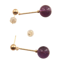 Load image into Gallery viewer, 14k Yellow Gold 5mm Ball Twist Tube Amethyst Earrings