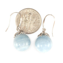 Load image into Gallery viewer, 14k White Gold Genuine Diamonds &amp; Aquamarine Dangle Earrings
