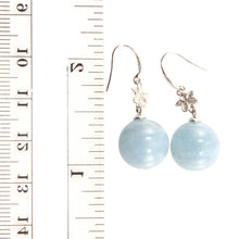 Load image into Gallery viewer, 14kt White Gold Traditional Hawaiian Plumeria Style Aquamarine Earrings