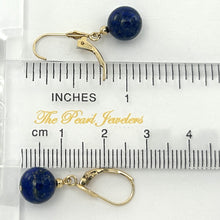 Load image into Gallery viewer, 1310022 BLUE LAPIS LAZULI BEAD 14K YELLOW GOLD LEVERBACK DANGLE EARRINGS