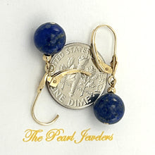 Load image into Gallery viewer, 1310022 BLUE LAPIS LAZULI BEAD 14K YELLOW GOLD LEVERBACK DANGLE EARRINGS