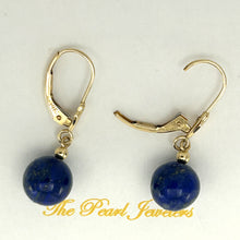 Load image into Gallery viewer, 1310022 BLUE LAPIS LAZULI BEAD 14K YELLOW GOLD LEVERBACK DANGLE EARRINGS