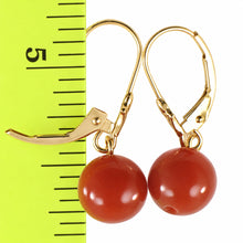 Load image into Gallery viewer, 14kt Yellow Solid Gold Leverback 8-8.5mm Carnelian Bead Dangle Earrings