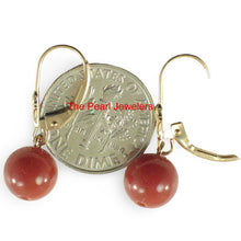 Load image into Gallery viewer, 14kt Yellow Solid Gold Leverback 8-8.5mm Carnelian Bead Dangle Earrings