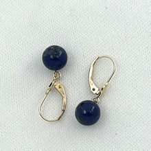 Load image into Gallery viewer, 1310024-14k-Yellow-Gold-Leverback-Blue-Lapis-Lazuli-Bead-Dangle-Earrings