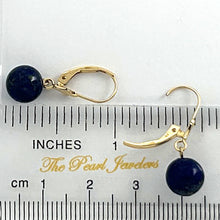 Load image into Gallery viewer, 1310024-14k-Yellow-Gold-Leverback-Blue-Lapis-Lazuli-Bead-Dangle-Earrings