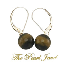 Load image into Gallery viewer, 14kt Rose Solid Gold Leverback 8-8.5mm Tiger-Eye Bead Dangle Earrings