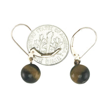 Load image into Gallery viewer, 14kt Rose Solid Gold Leverback 8-8.5mm Tiger-Eye Bead Dangle Earrings