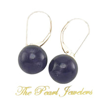 Load image into Gallery viewer, 14kt Rose Solid Gold Leverback 10mm Purple Amethyst Bead Dangle Earrings