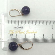Load image into Gallery viewer, 14kt Rose Solid Gold Leverback 10mm Purple Amethyst Bead Dangle Earrings