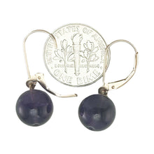 Load image into Gallery viewer, 14kt Rose Solid Gold Leverback 10mm Purple Amethyst Bead Dangle Earrings