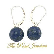 Load image into Gallery viewer, 14kt Rose Solid Gold Leverback Blue Lapis Lazuli Bead Dangle Earrings