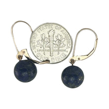 Load image into Gallery viewer, 14kt Rose Solid Gold Leverback Blue Lapis Lazuli Bead Dangle Earrings