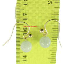 Load image into Gallery viewer, 14kt Yellow Solid Gold Ball Fish Hook Gold Dangle Blue Aquamarine Earrings