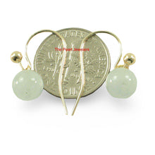 Load image into Gallery viewer, 14kt Yellow Solid Gold Ball Fish Hook Gold Dangle Blue Aquamarine Earrings