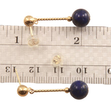 Load image into Gallery viewer, 14k Yellow Gold 5mm Ball Twist Tube Lapis Dangle Earrings