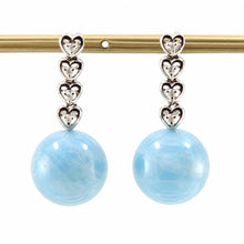 Load image into Gallery viewer, Blue Aquamarine &amp; Diamonds 14k White Gold Dangle Earrings