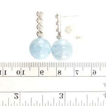 Load image into Gallery viewer, Blue Aquamarine &amp; Diamonds 14k White Gold Dangle Earrings