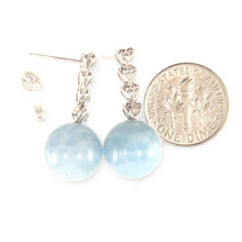 Load image into Gallery viewer, Blue Aquamarine &amp; Diamonds 14k White Gold Dangle Earrings
