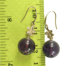Load image into Gallery viewer, 14kt Yellow Gold Hawaiian Plumeria Genuine Purple Amethyst Hook Earrings
