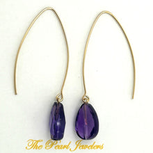 Load image into Gallery viewer, 14K Gold Filled Faceted Amethyst V-Wire Earrings