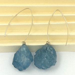 14K Gold Filled Baroque Aquamarine V-Wire Earrings (17mm)