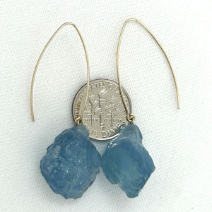 14K Gold Filled Baroque Aquamarine V-Wire Earrings (17mm)