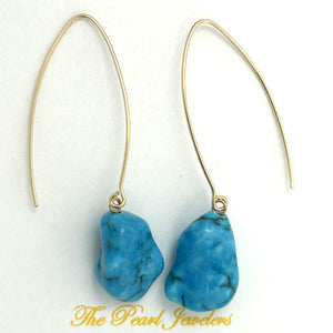 14K Gold Filled Baroque Turquoise V-Wire Earrings