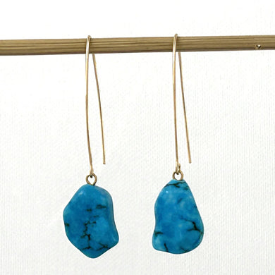14K Gold Filled Baroque Turquoise V-Wire Earrings
