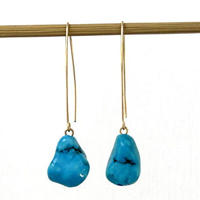 14K Gold Filled Baroque Turquoise V-Wire Earrings