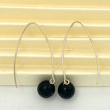 Load image into Gallery viewer, 14K Gold Filled Faceted Black Onyx V-Wire Earrings (8mm)