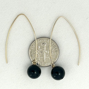 14K Gold Filled Black Onyx V-Wire Earrings (8mm)