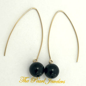 14K Gold Filled Black Onyx V-Wire Earrings (8mm)