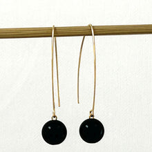Load image into Gallery viewer, 14K Gold Filled Black Onyx V-Wire Earrings (8mm)