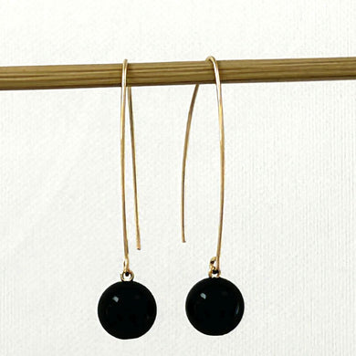 14K Gold Filled Black Onyx V-Wire Earrings (8mm)