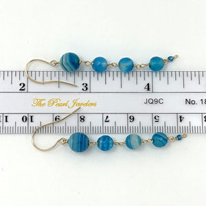 14K Gold Filled Blue Lace Agate Hook Earrings