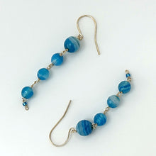 Load image into Gallery viewer, 14K Gold Filled Blue Lace Agate Hook Earrings