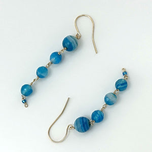 14K Gold Filled Blue Lace Agate Hook Earrings